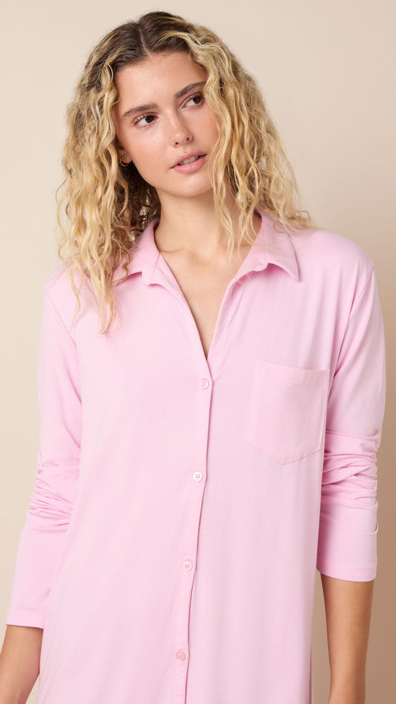 Classic Pima Knit Night Shirt - Pink Moment Wide Pink Moment