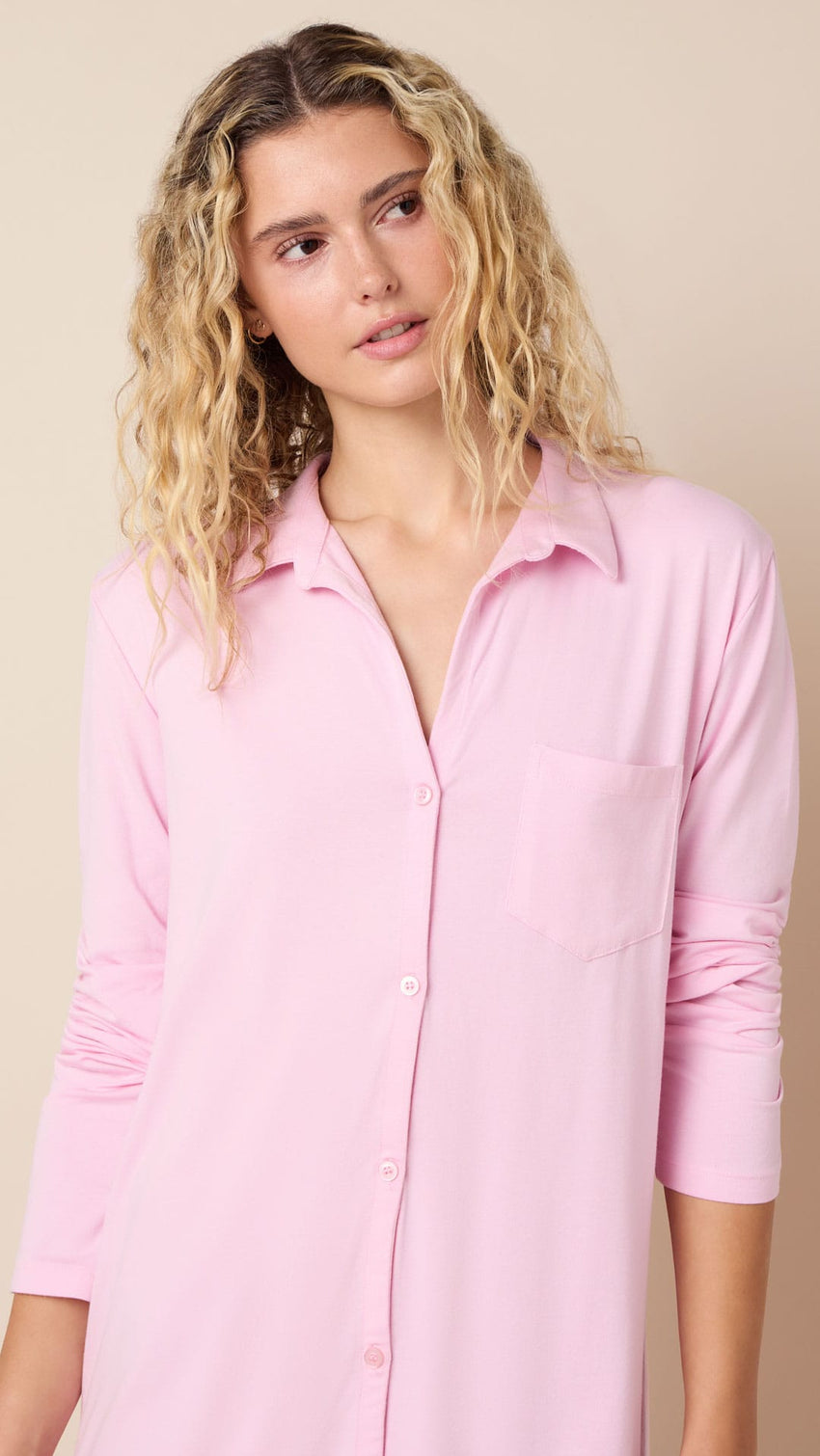 Classic Pima Knit Night Shirt - Pink Moment Wide Pink Moment