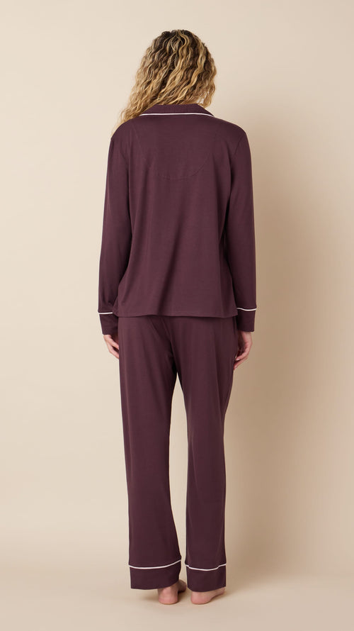 Classic Pima Knit Long-Sleeved Pajama - Chocolate Cherry Extra Brown