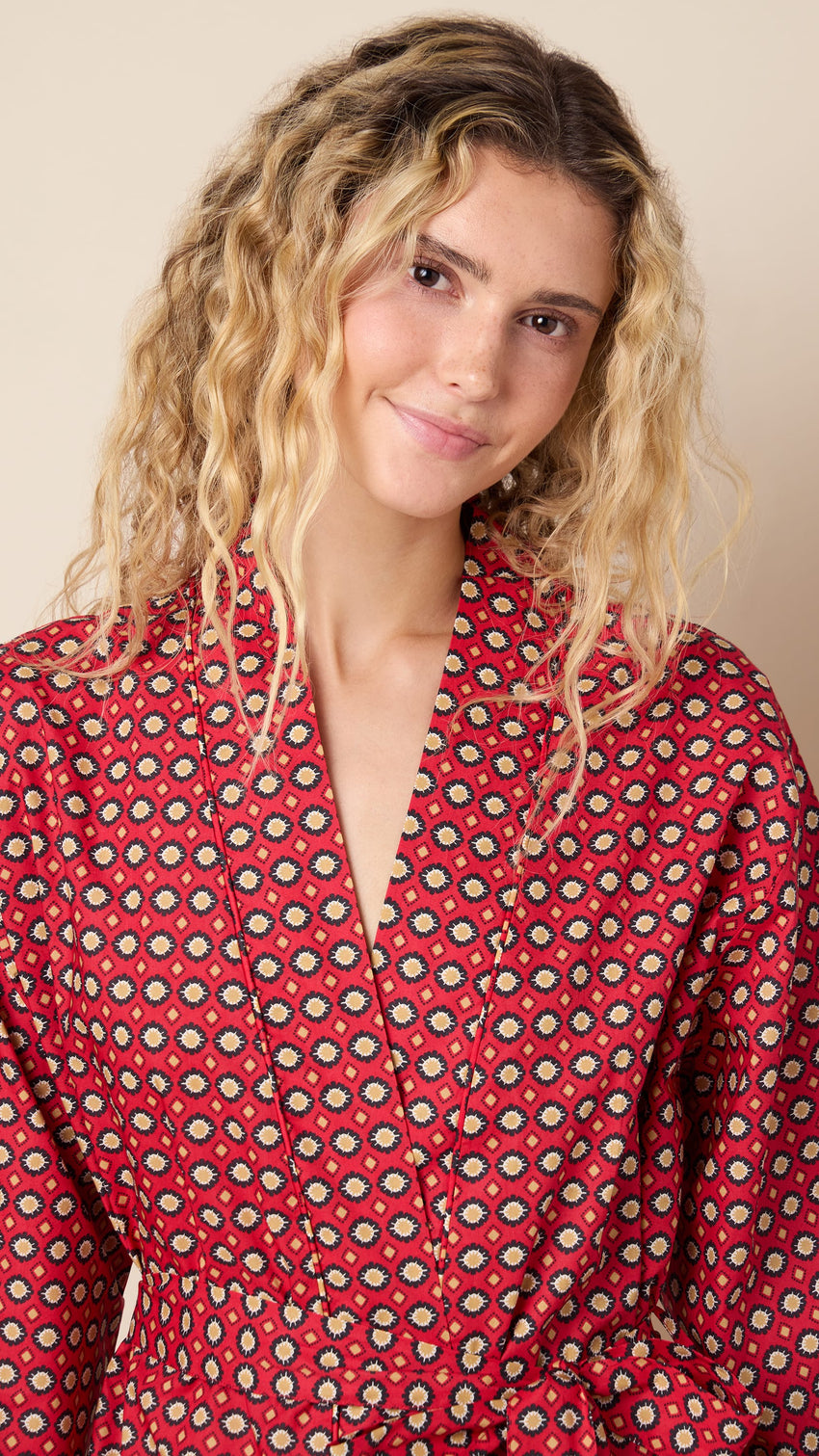 Hadley Luxe Pima Kimono Robe Wide Red