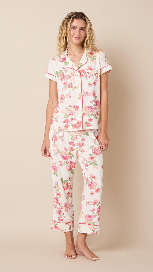 Wing & Bloom Pima Knit Capri Hover White