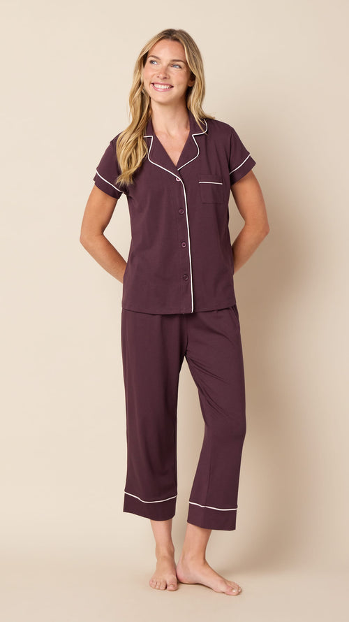 Classic Pima Knit Capri - Chocolate Cherry Hover Brown