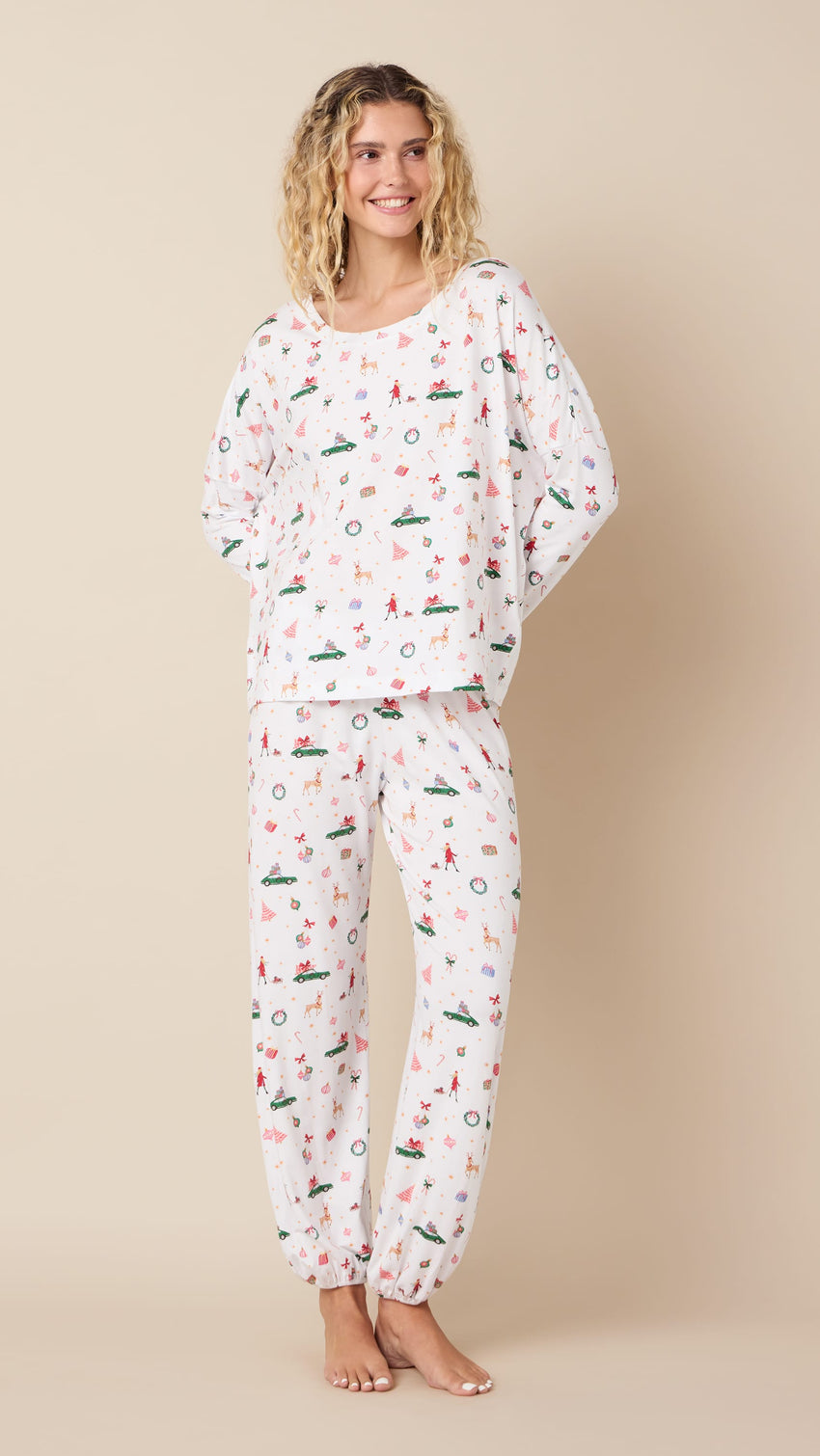 A Merry Little Stroll Pima Knit Pullover Set Hover White