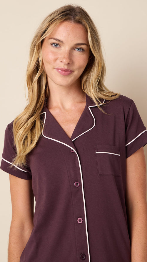 Classic Pima Knit Capri - Chocolate Cherry Wide Brown