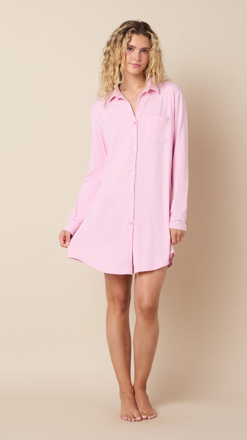Classic Pima Knit Night Shirt - Pink Moment Hover Pink Moment