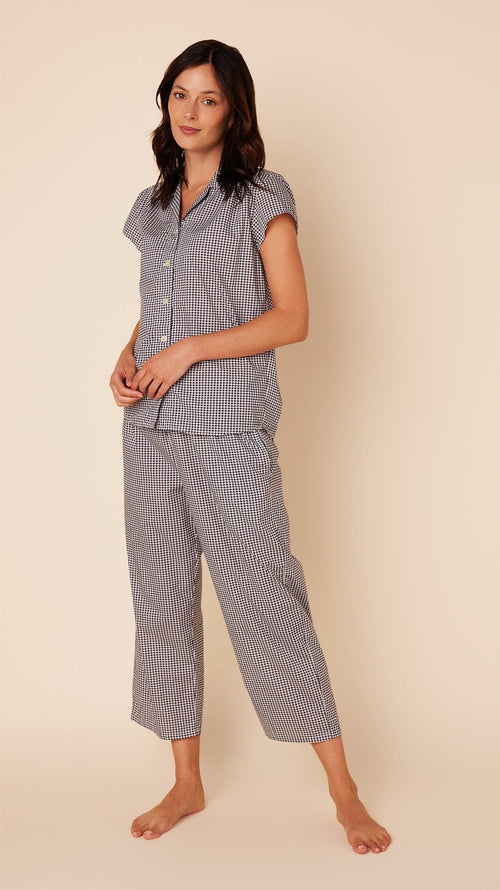 Classic Gingham Luxe Pima Capri - Midnight Hover Midnight