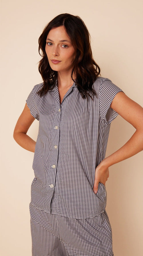 Classic Gingham Luxe Pima Capri - Midnight Wide Midnight