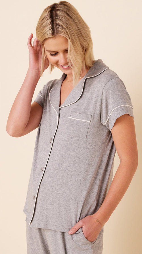 Classic Pima Knit Capri - Heather Grey Wide Heather Grey