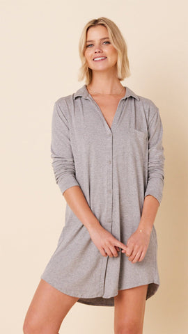 Classic Pima Knit Night Shirt - Heather Grey