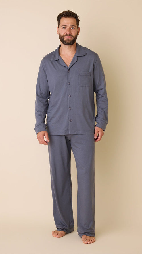 Classic Men's Pima Knit Pajama Set - Steel Hover Steel