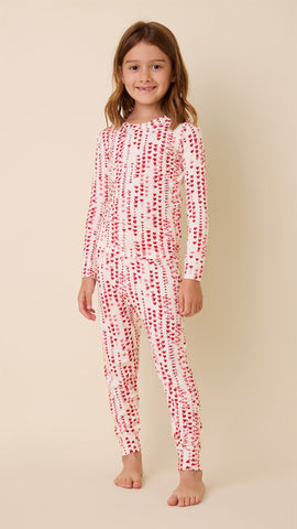 Dreamy Hearts Pima Knit Kids Pajama - White