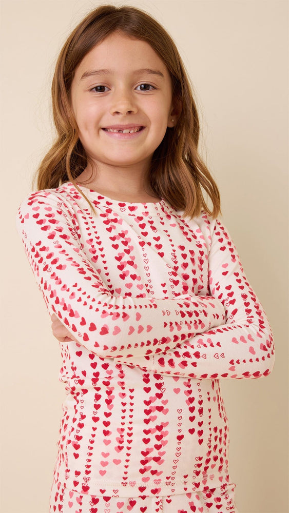 Dreamy Hearts Pima Knit Kids Pajama - White Extra White