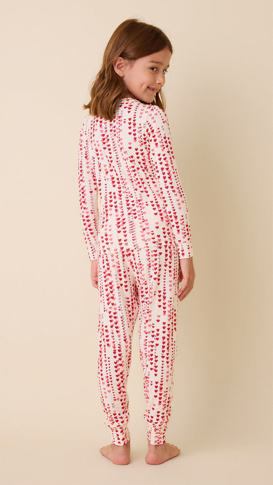 Dreamy Hearts Pima Knit Kids Pajama - White Hover White