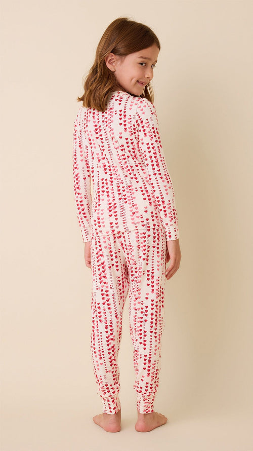 Dreamy Hearts Pima Knit Kids Pajama - White Hover White