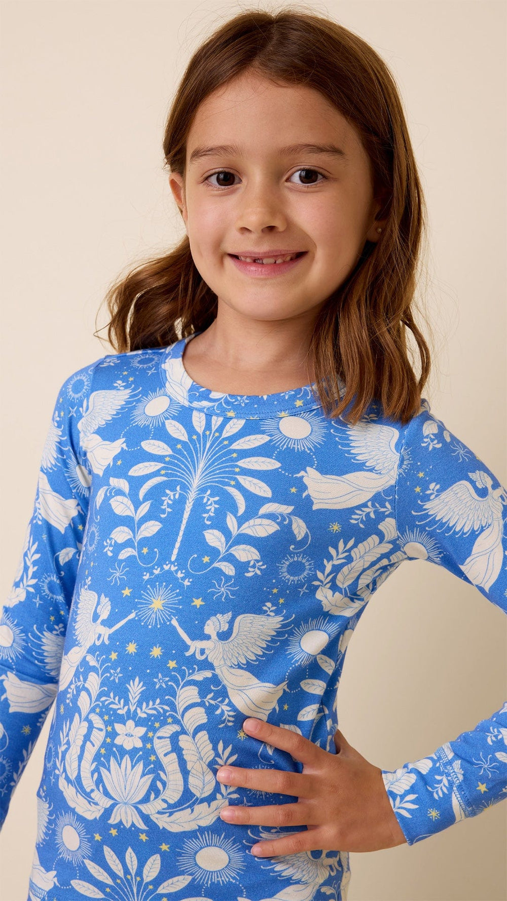 Angels Among Us Kids Pima Knit Pajama Hover Extra Blue