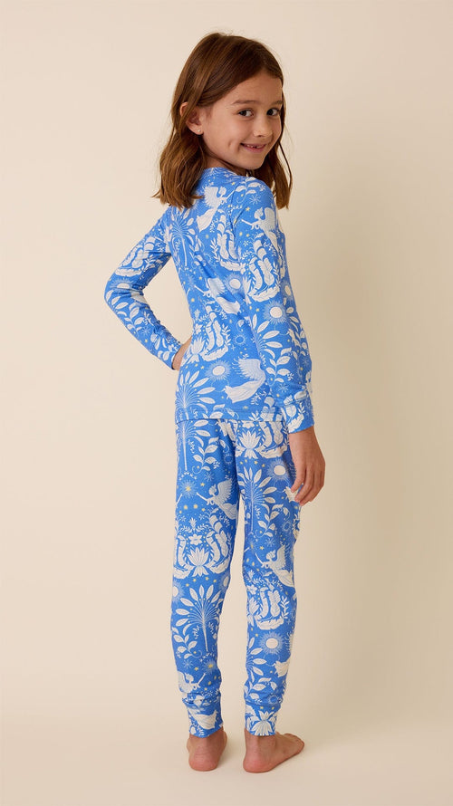 Angels Among Us Kids Pima Knit Pajama Hover Blue