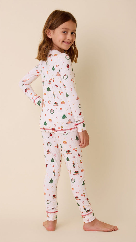 A Very Vintage Christmas Pima Knit Kids Pajama - White Hover White
