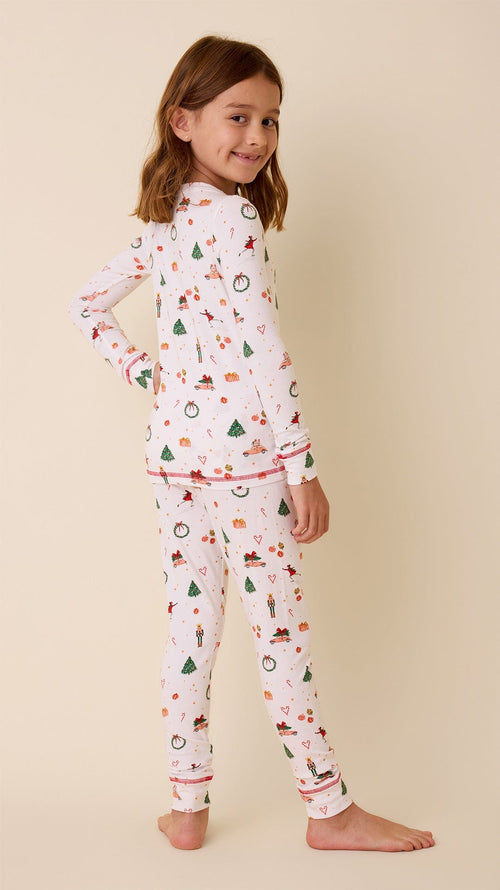 A Very Vintage Christmas Pima Knit Kids Pajama - White Hover White