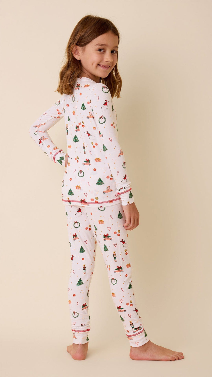 A Very Vintage Christmas Pima Knit Kids Pajama - White Hover White