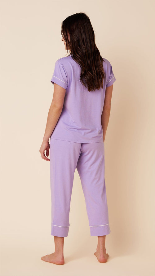 Classic Pima Knit Capri - Lilac/Ivory Extra Lilac