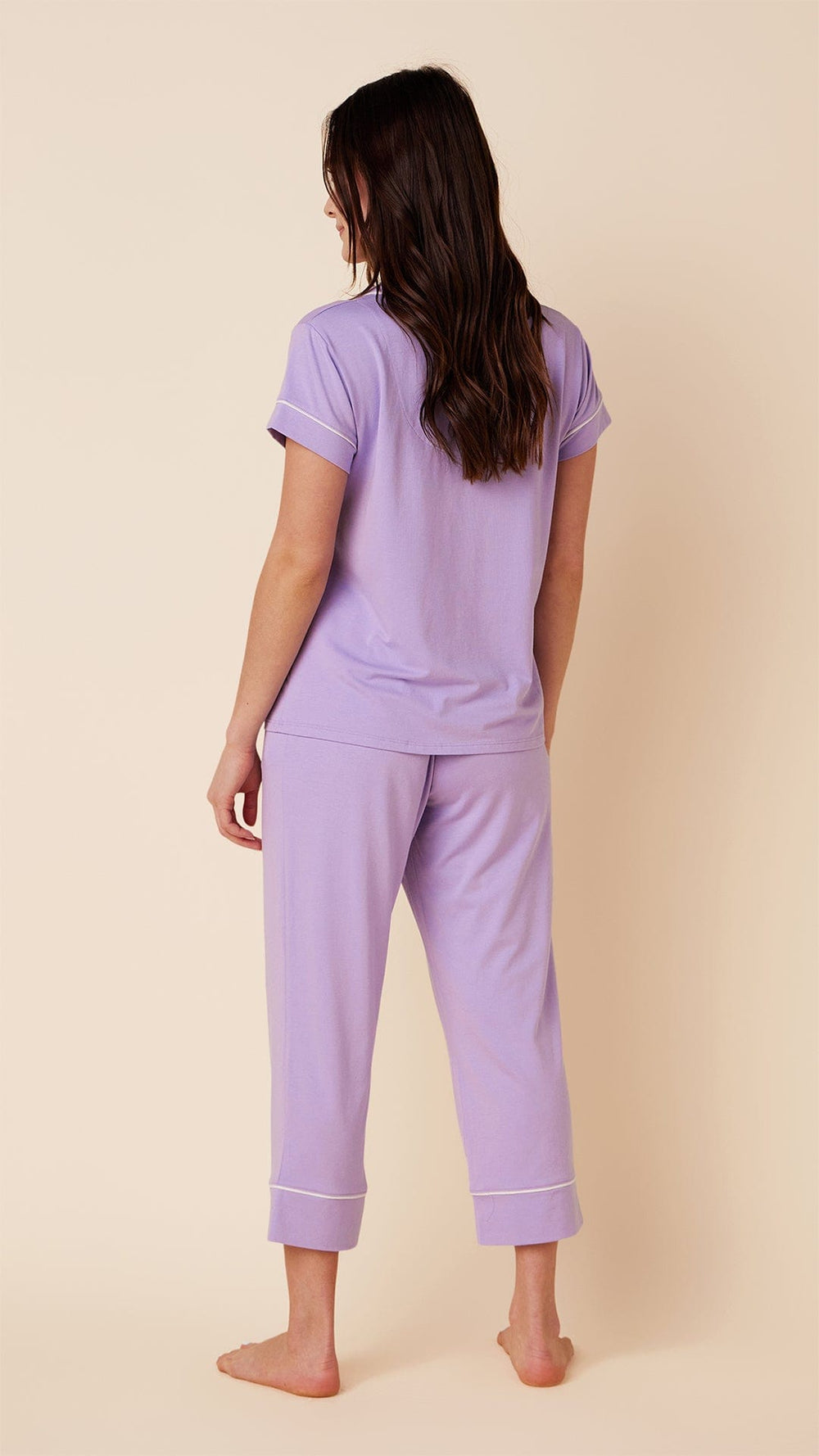 Classic Pima Knit Capri - Lilac/Ivory Extra Lilac