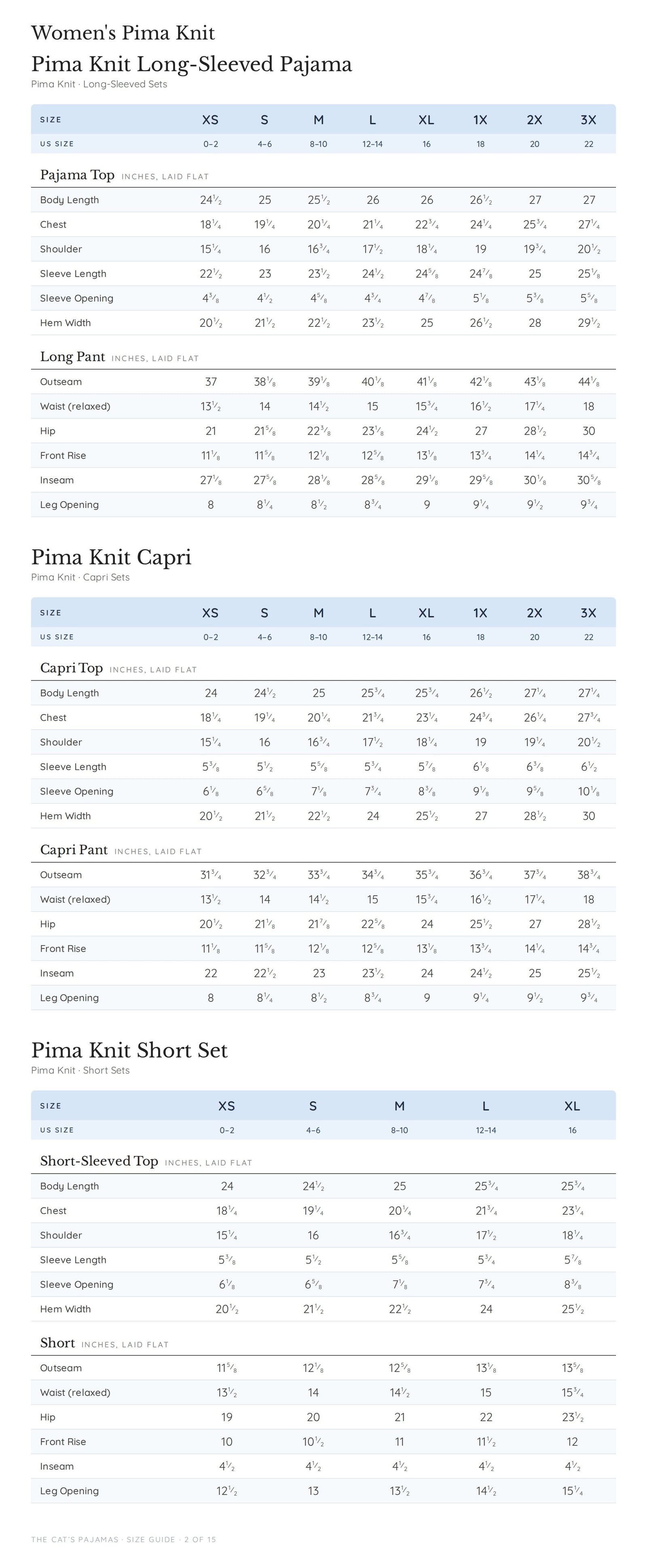 Size guide page 2 of 15