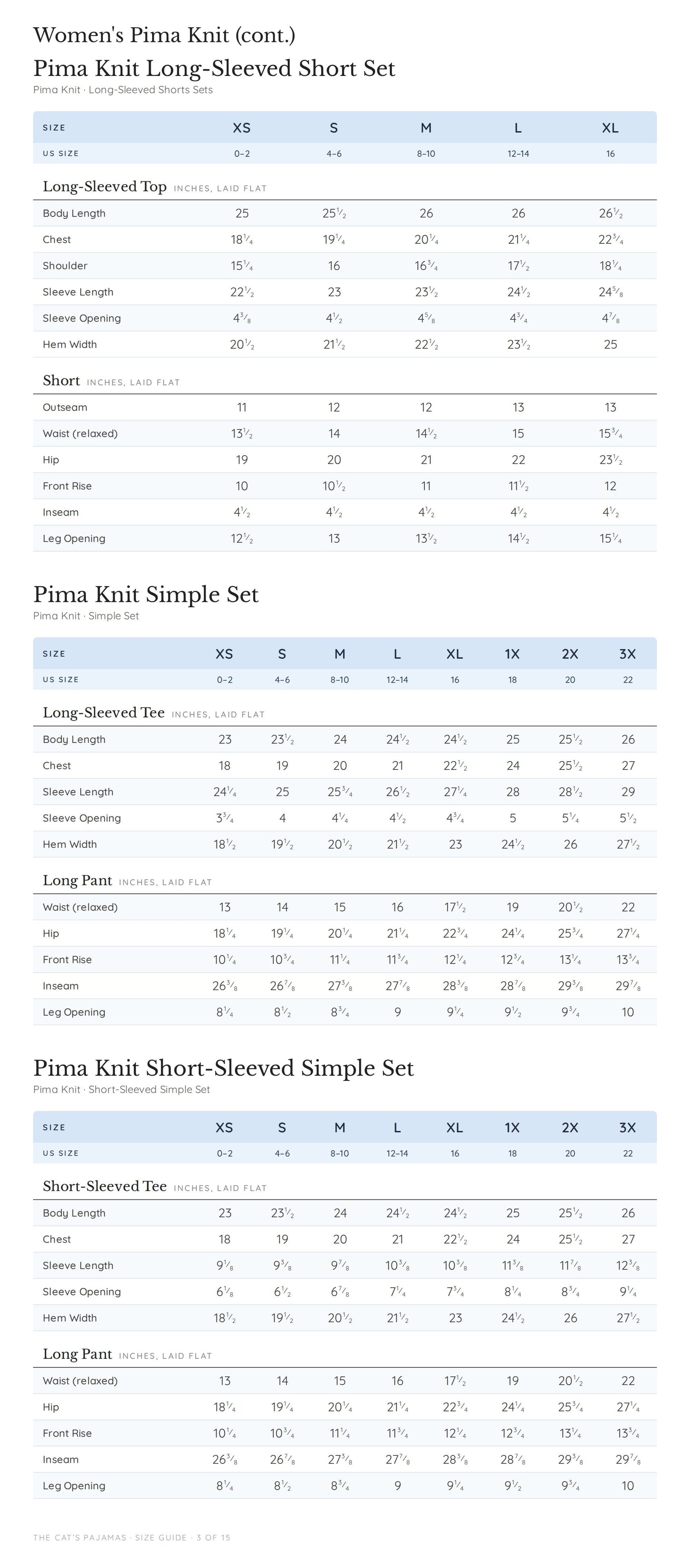 Size guide page 3 of 15