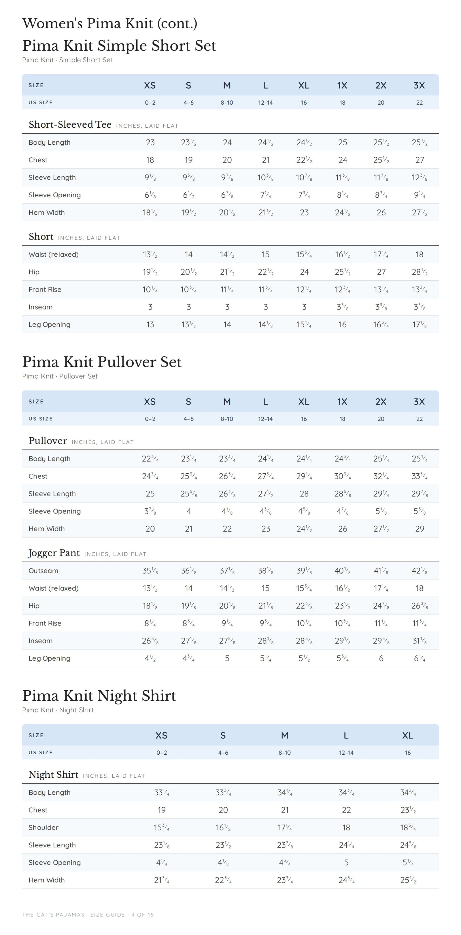 Size guide page 4 of 15