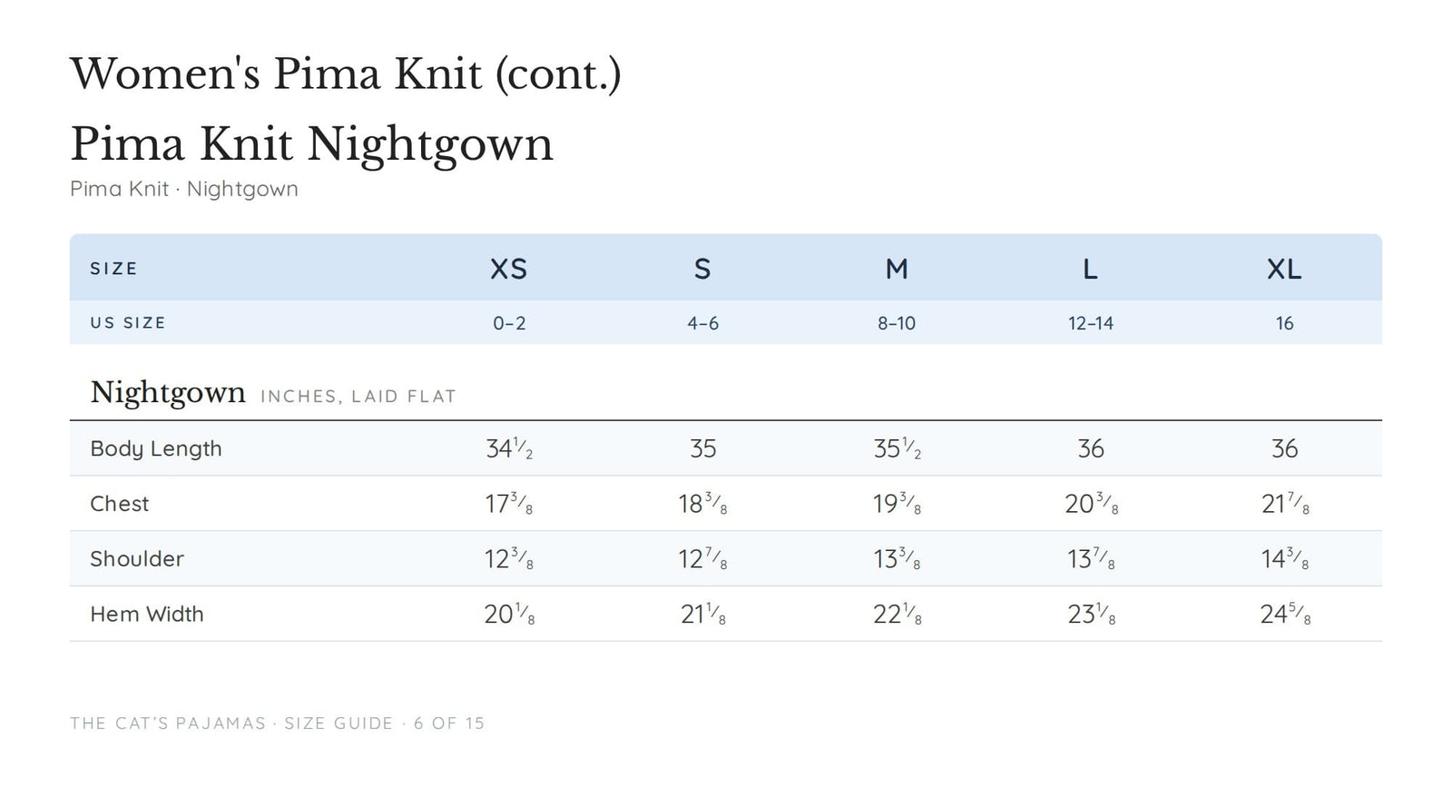 Size guide page 6 of 15