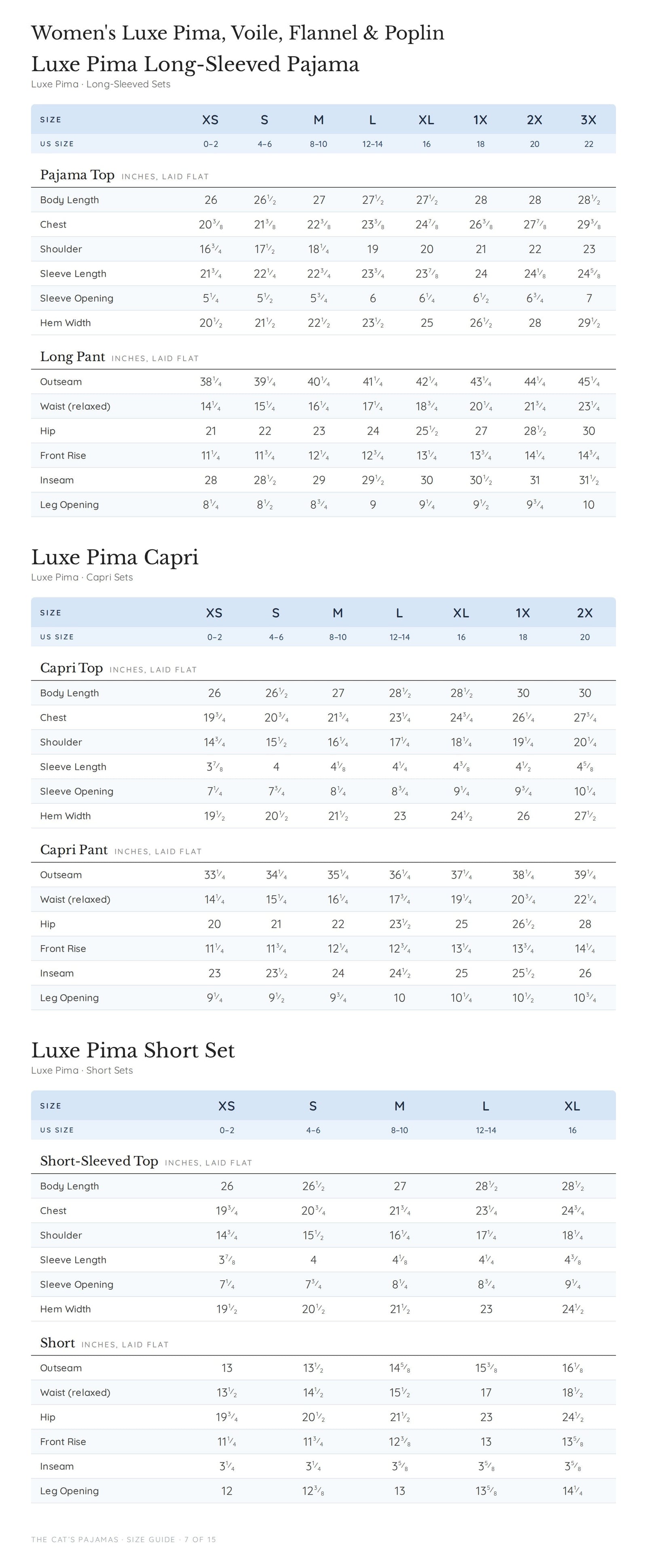 Size guide page 7 of 15