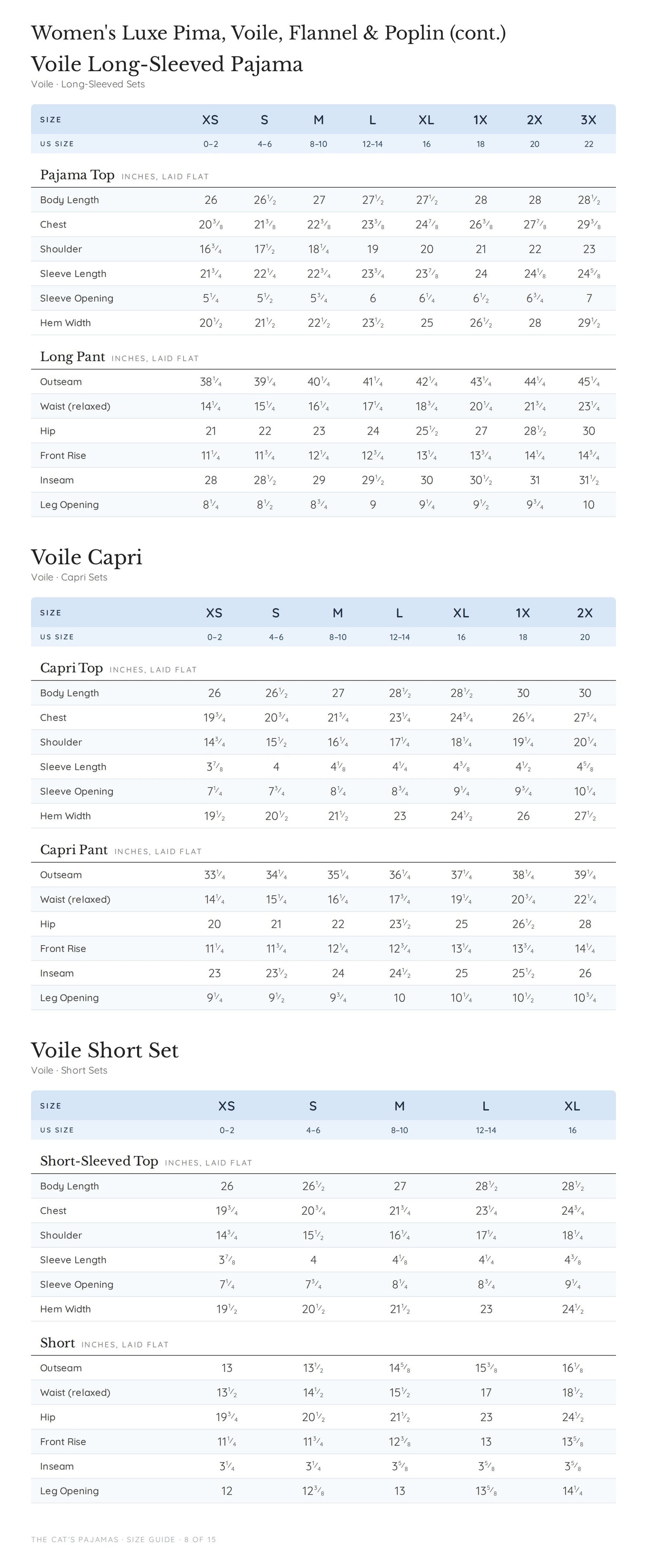 Size guide page 8 of 15