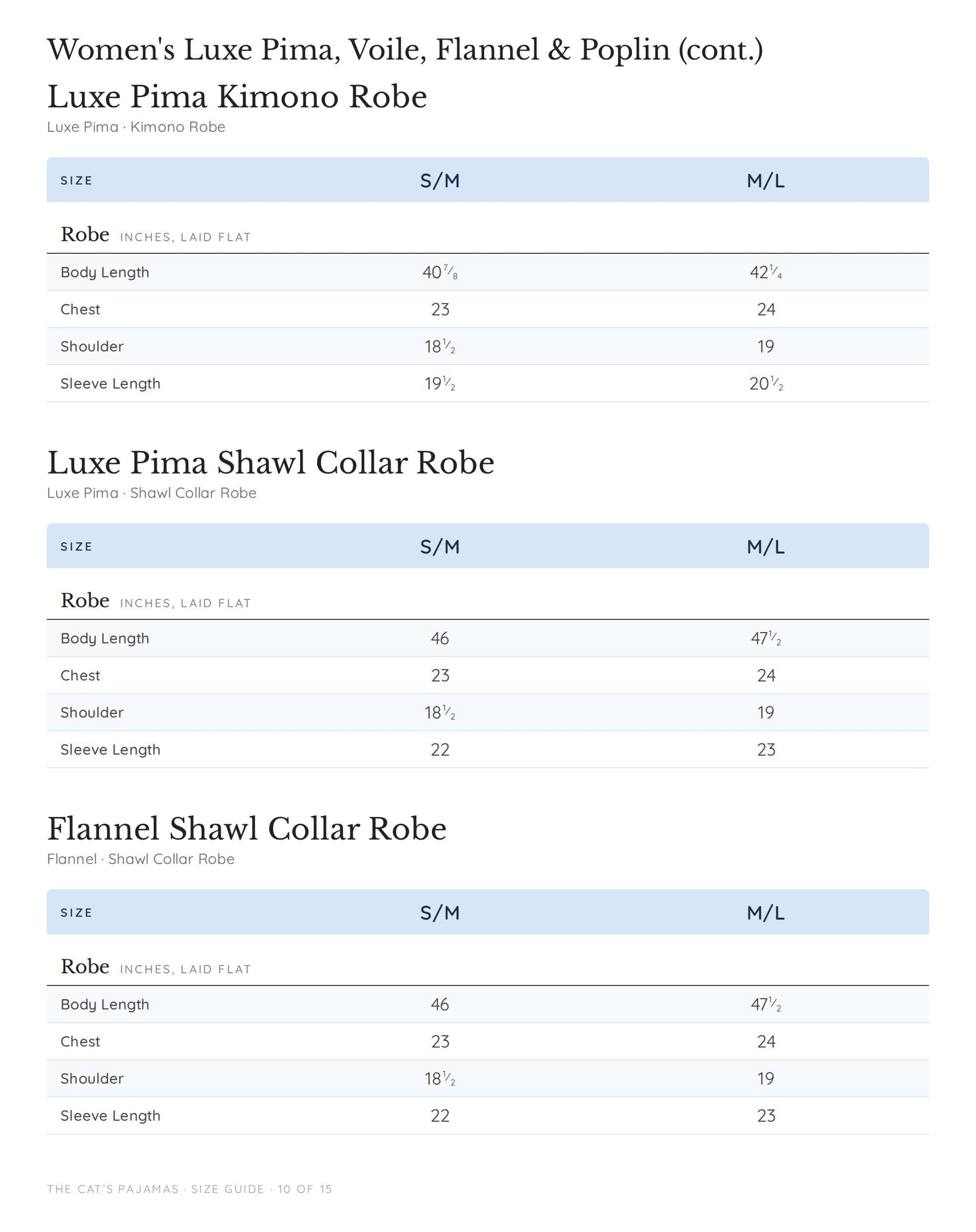 Size guide page 10 of 15