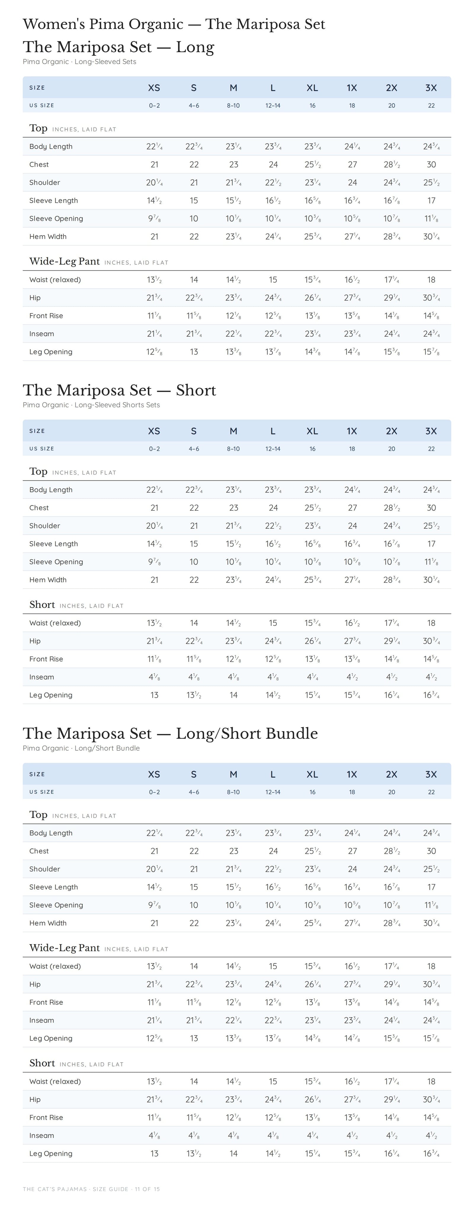 Size guide page 11 of 15