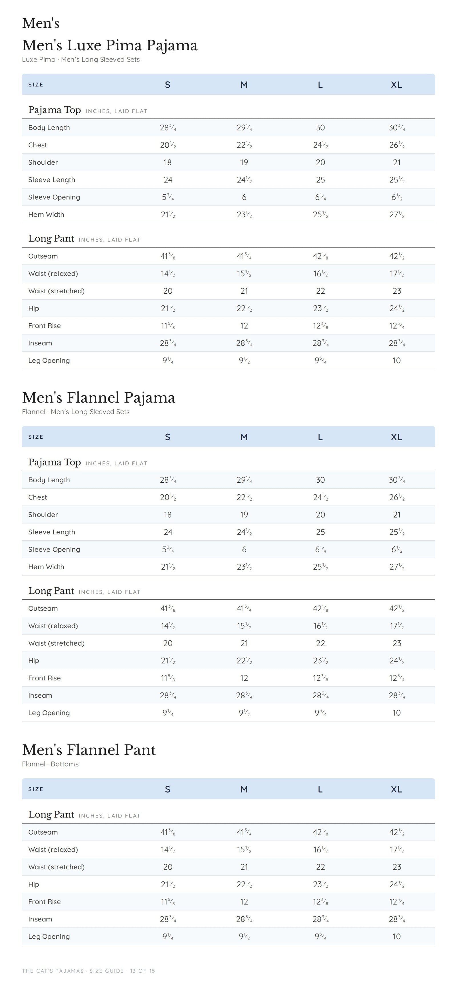 Size guide page 13 of 15