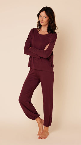 Classic Pima Knit Pullover Set - Mulled Wine
