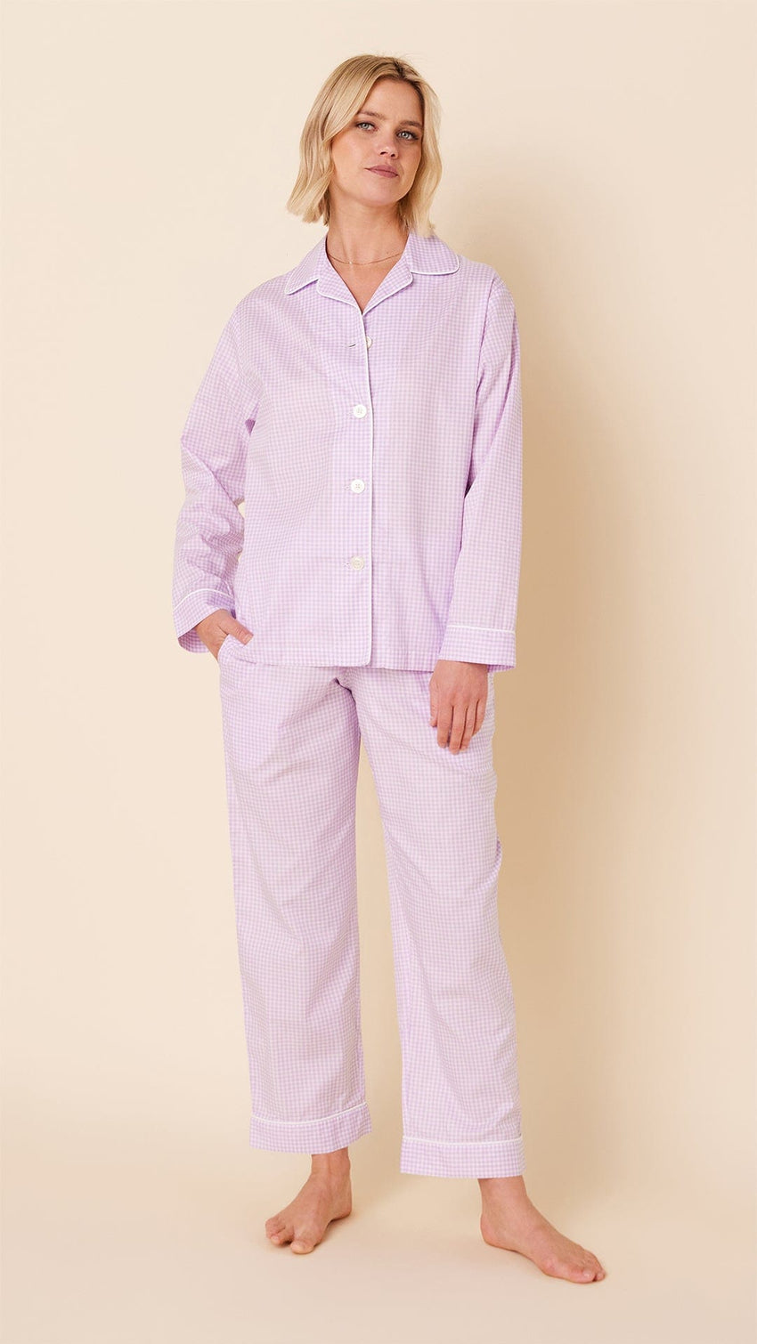 Classic Gingham Luxe Pima Pajama - Lavender Main Lavender