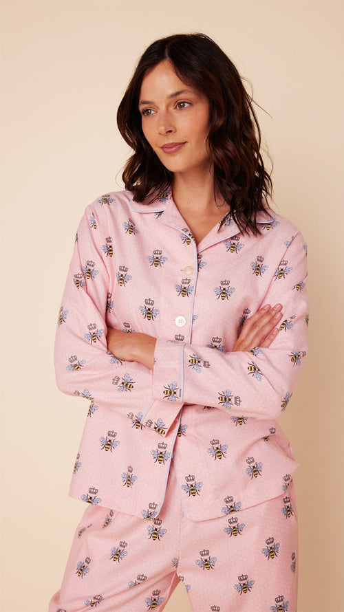 Queen Bee Flannel Pajama - Pink Extra Pink