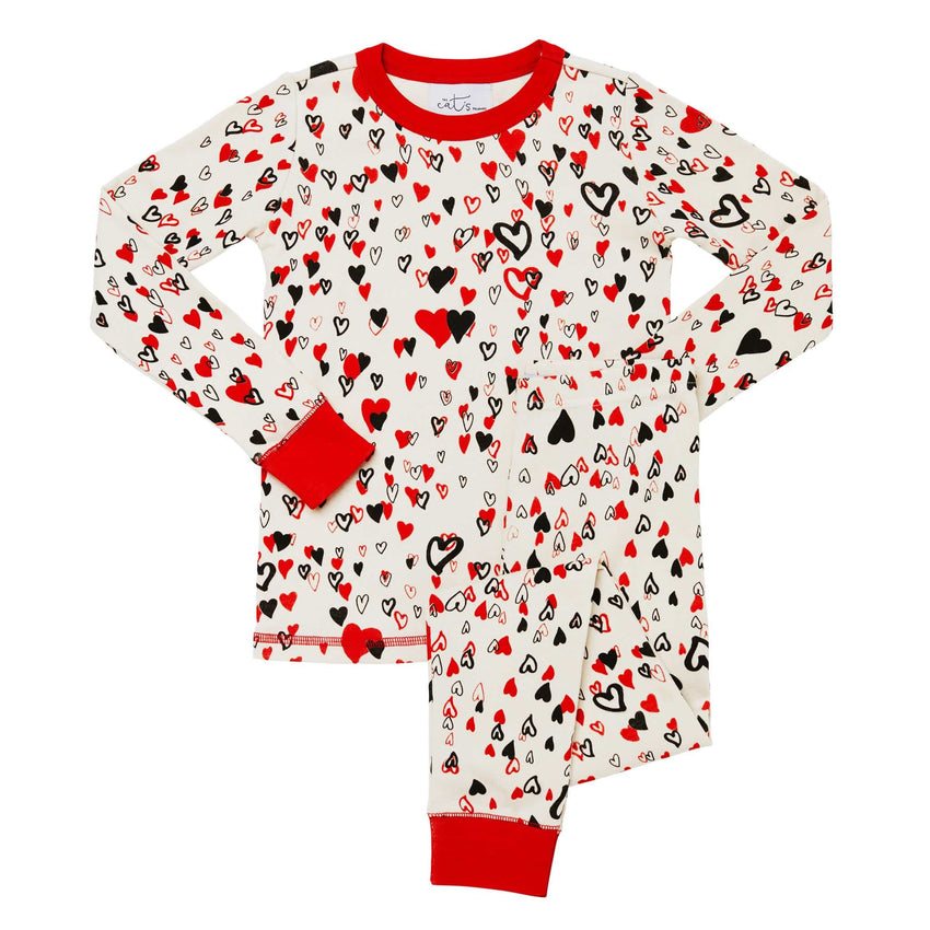 Kids Sweethearts Pima Knit Long-Sleeved Pajama Hover Wide White