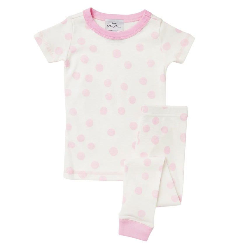 Kids Sprinkle Dots Pima Knit Short-Sleeved Pajama Hover Wide Pink