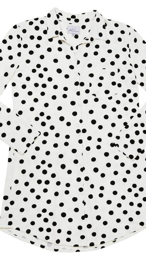 Sprinkle Dots Pima Knit Night Shirt Description White