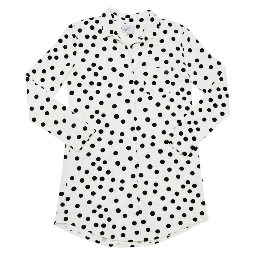 Sprinkle Dots Pima Knit Night Shirt Description White