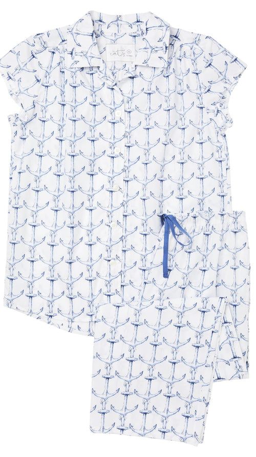 Anchors Away Luxe Pima Capri Description White