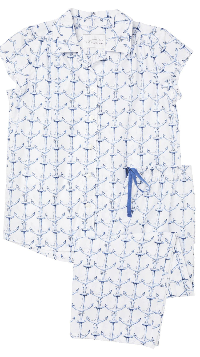 Anchors Away Luxe Pima Capri Description White