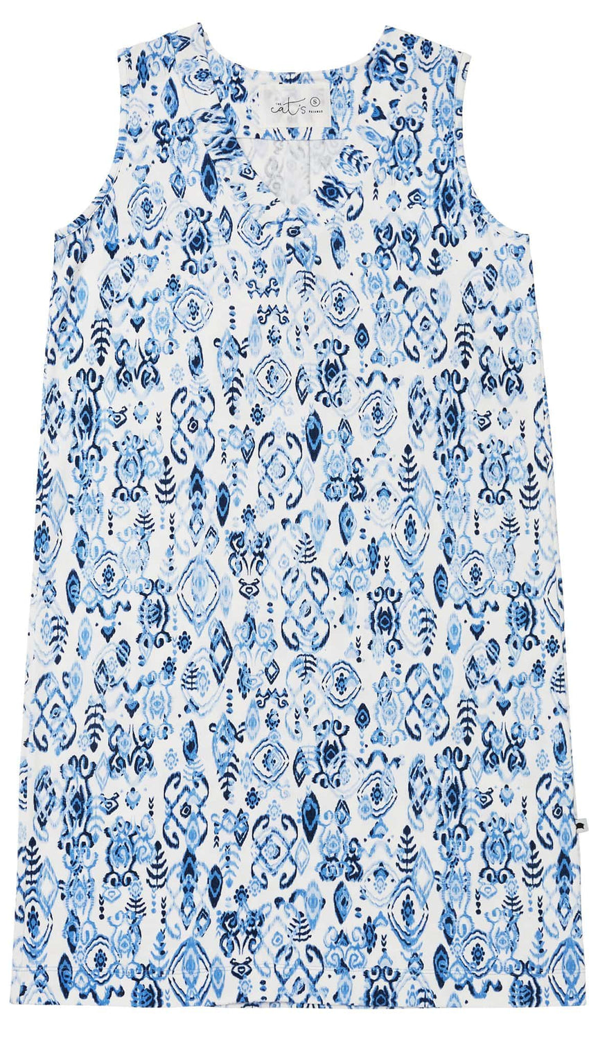 Ikat Marine Pima Knit Nightgown Ikat Marine Pima Knit Nightgown