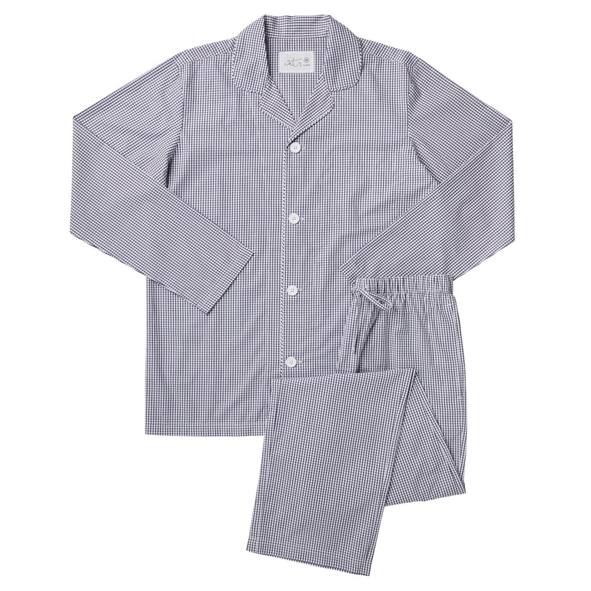 East Side Men's Luxe Pima Pajama - Navy Wide White