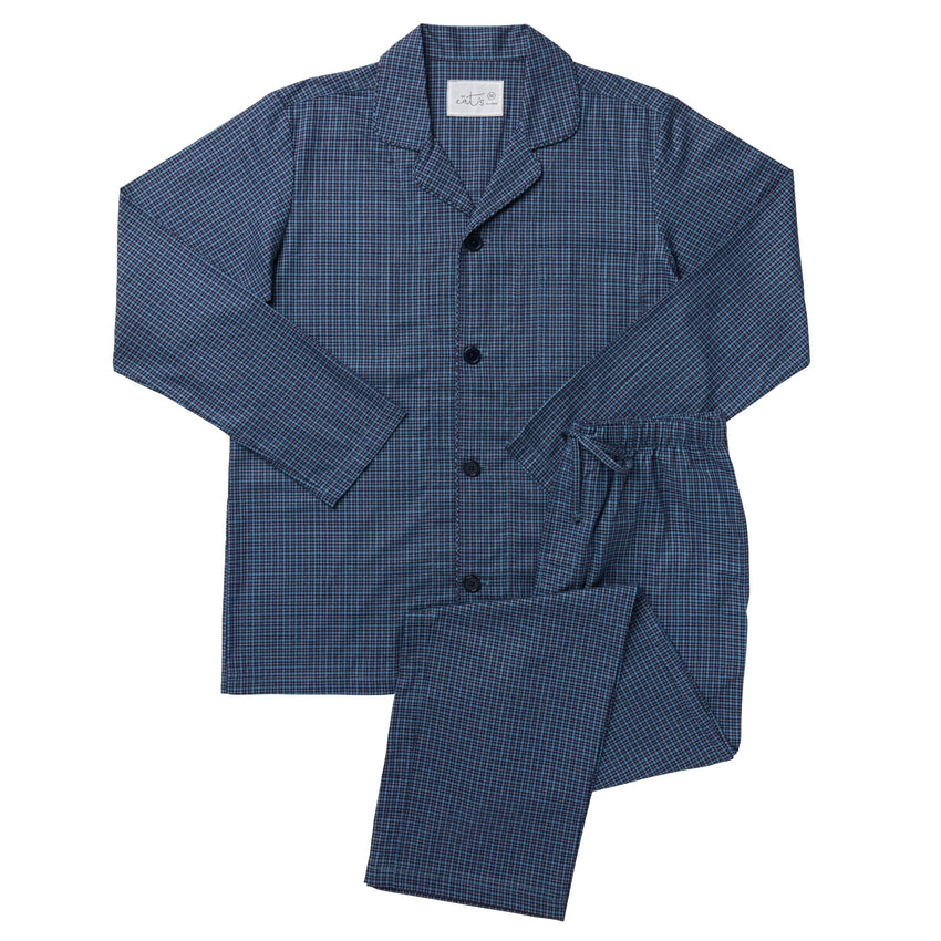 Lisbon Men's Pima Flannel Pajama Hover Wide Blue