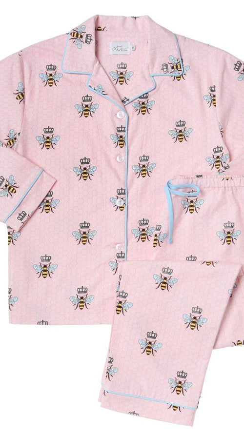 Queen Bee Flannel Pajama - Pink Wide Pink