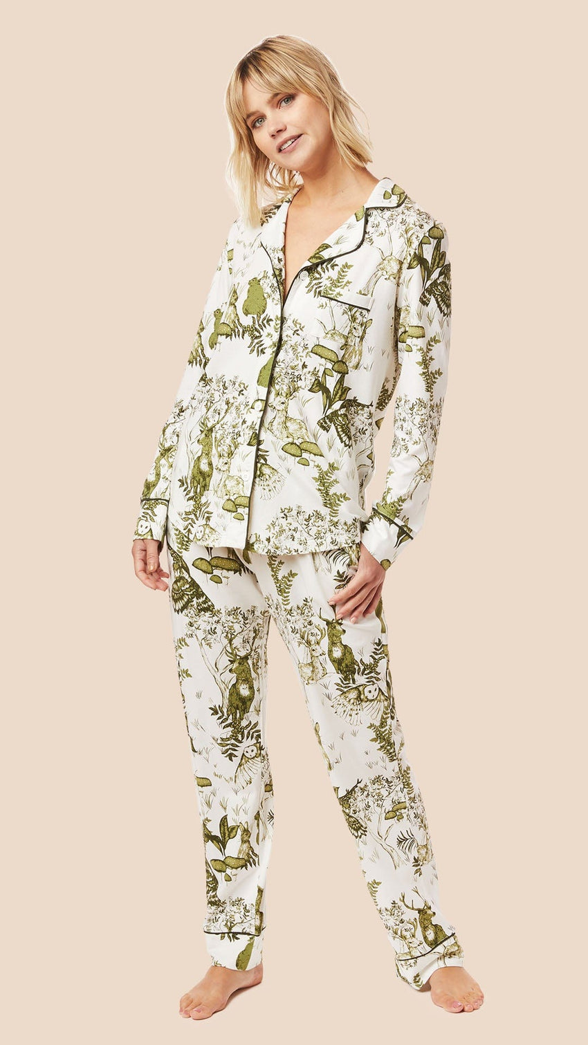Woodside Pima Knit Pajama Hover Wide White