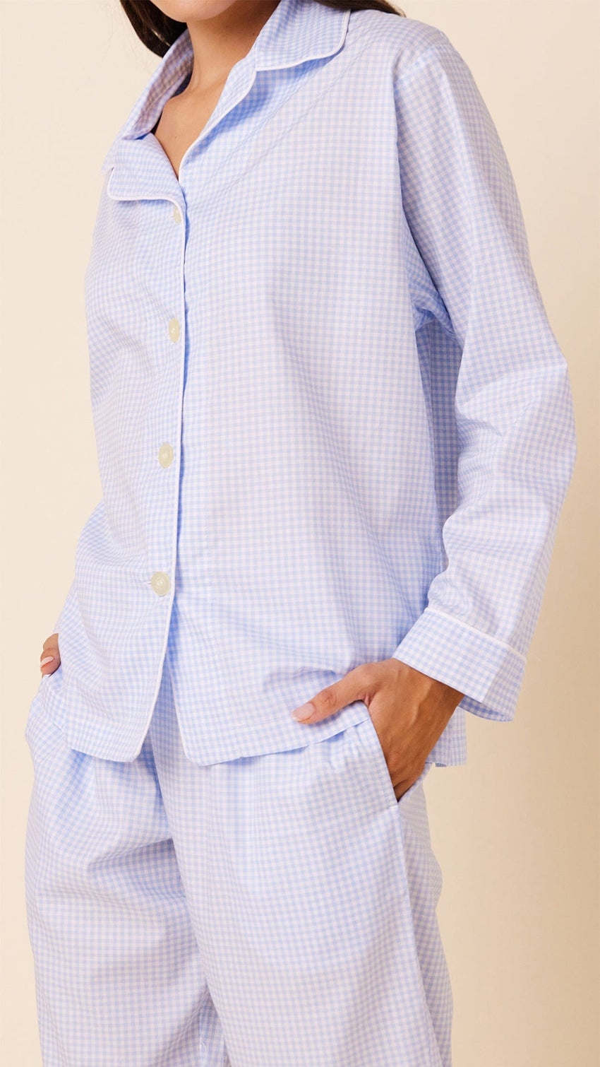 Classic Gingham Luxe Pima Pajama - Pink Extra Blue