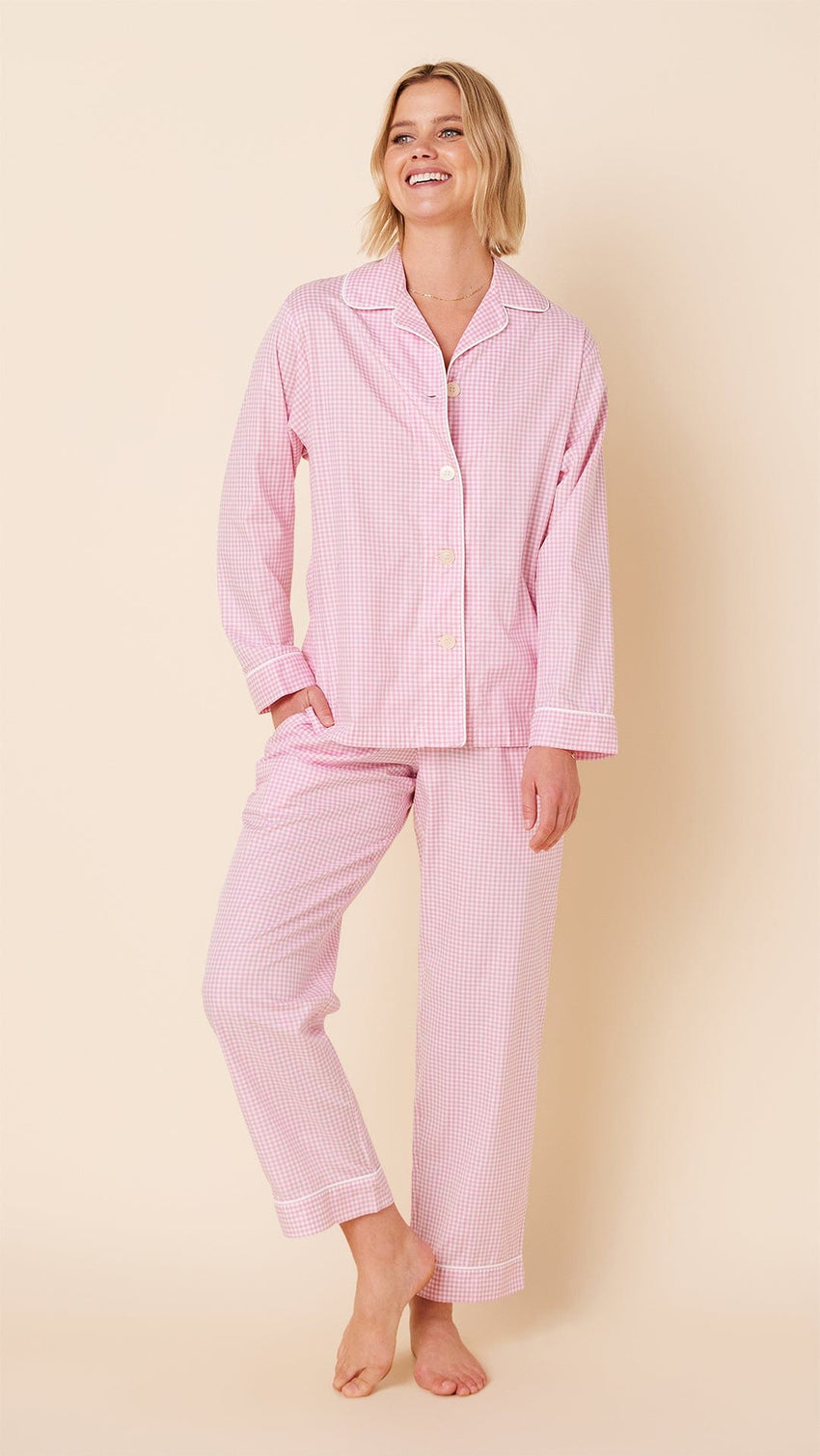 Classic Gingham Luxe Pima Pajama - Pink Main Pink